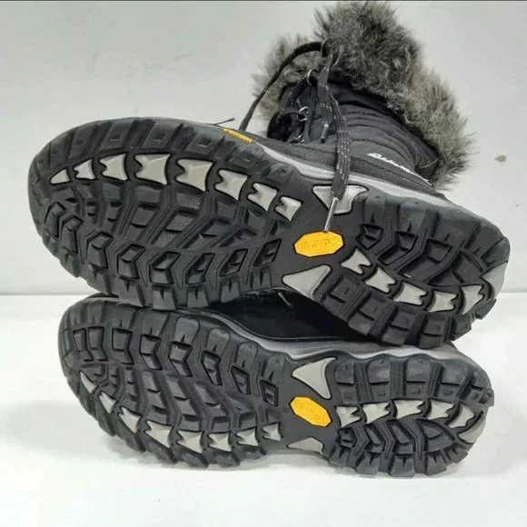 Eddie Bauer Women's Faux Fur Black Snow Boots Size 8 - Picture 3 of 6